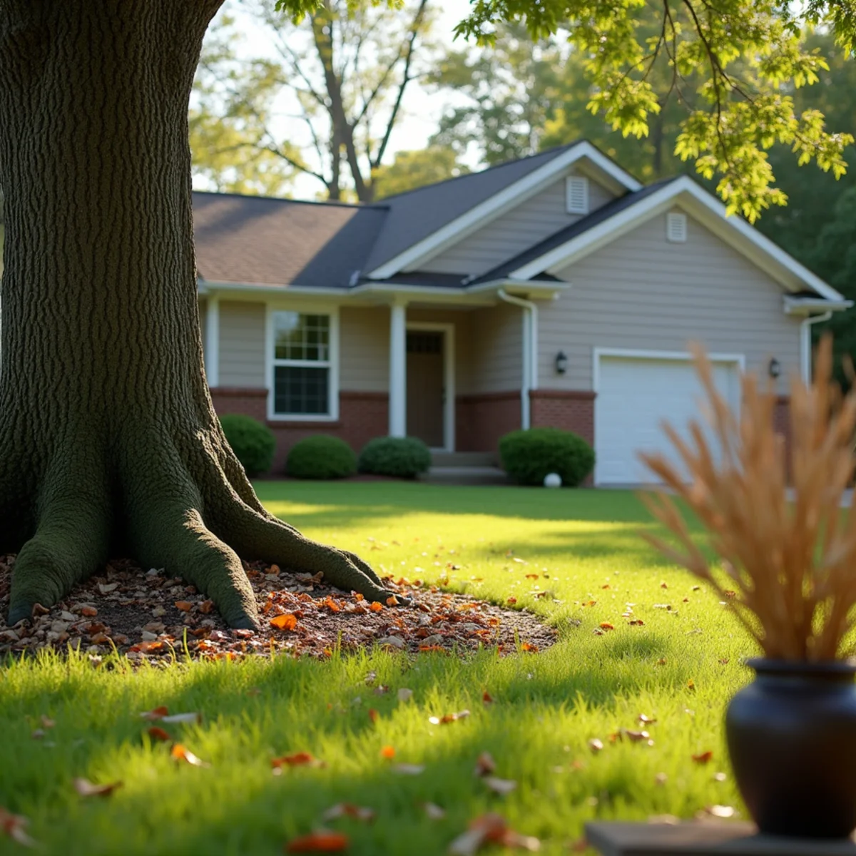 Successful property outcome and pristine grounds regarding leaning tree after flooding