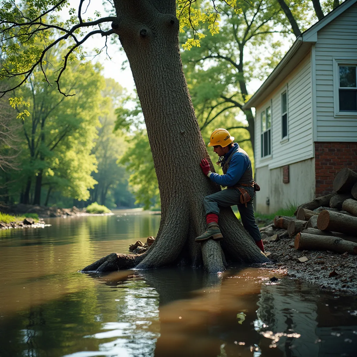 Sangamon River Bottomland Trees: Flooding, Root Rot and Leaning Trunks