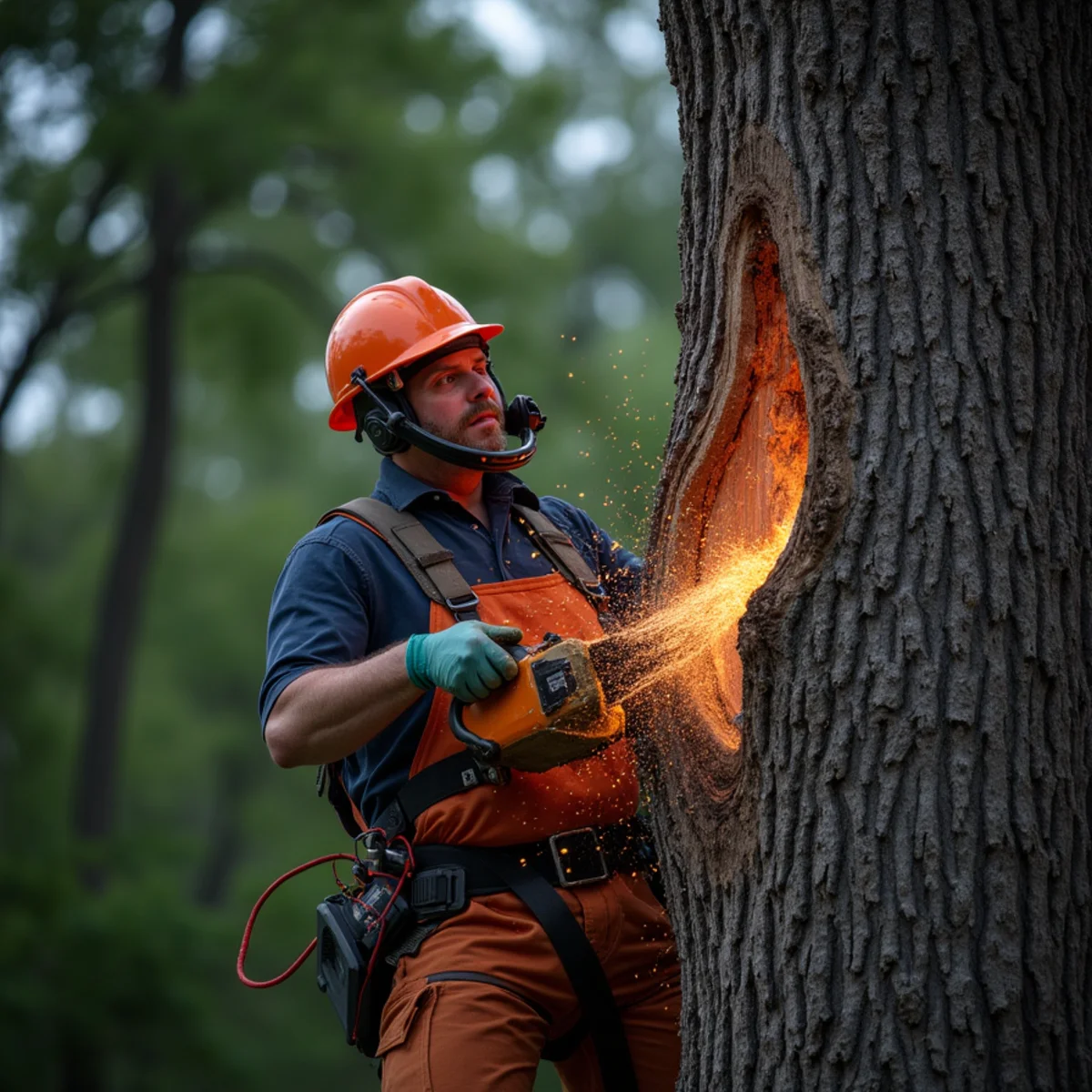 Commercial machinery executing 24/7 Emergency Tree Removal in Central Illinois