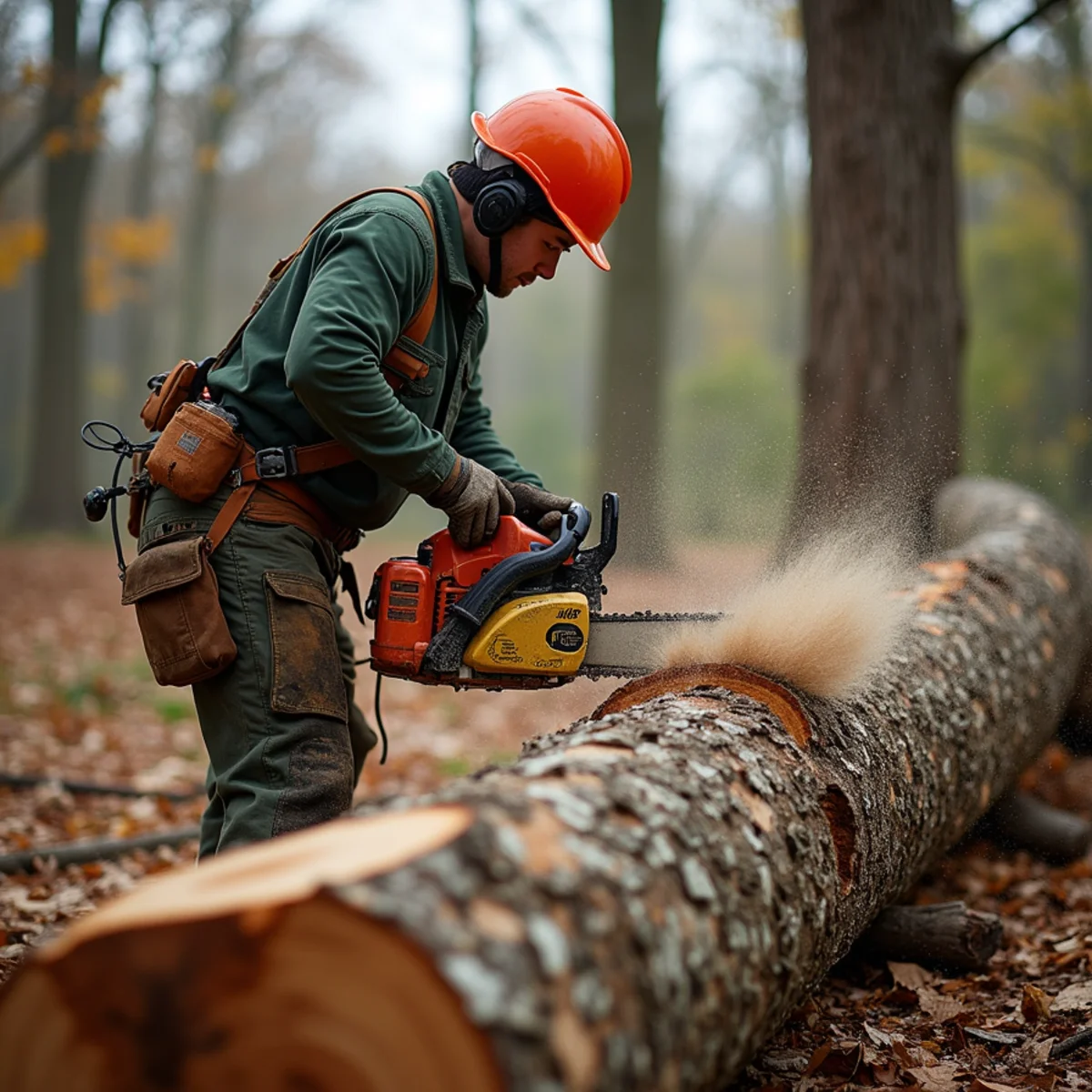 Commercial machinery executing Fallen Tree Removal in Central Illinois