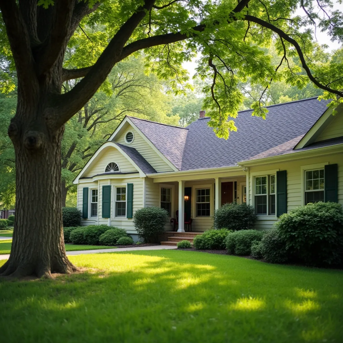 Residential property and mature tree canopy in Athens Illinois