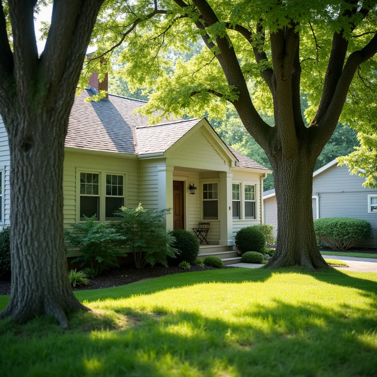 Residential property and mature tree canopy in Auburn Illinois
