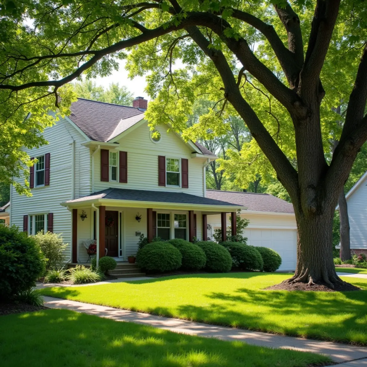 Residential property and mature tree canopy in Christian County Illinois