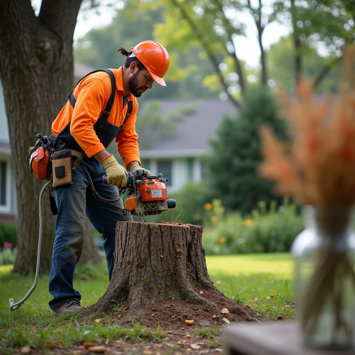 Professional tree removal and stump grinding work in Christian County Illinois