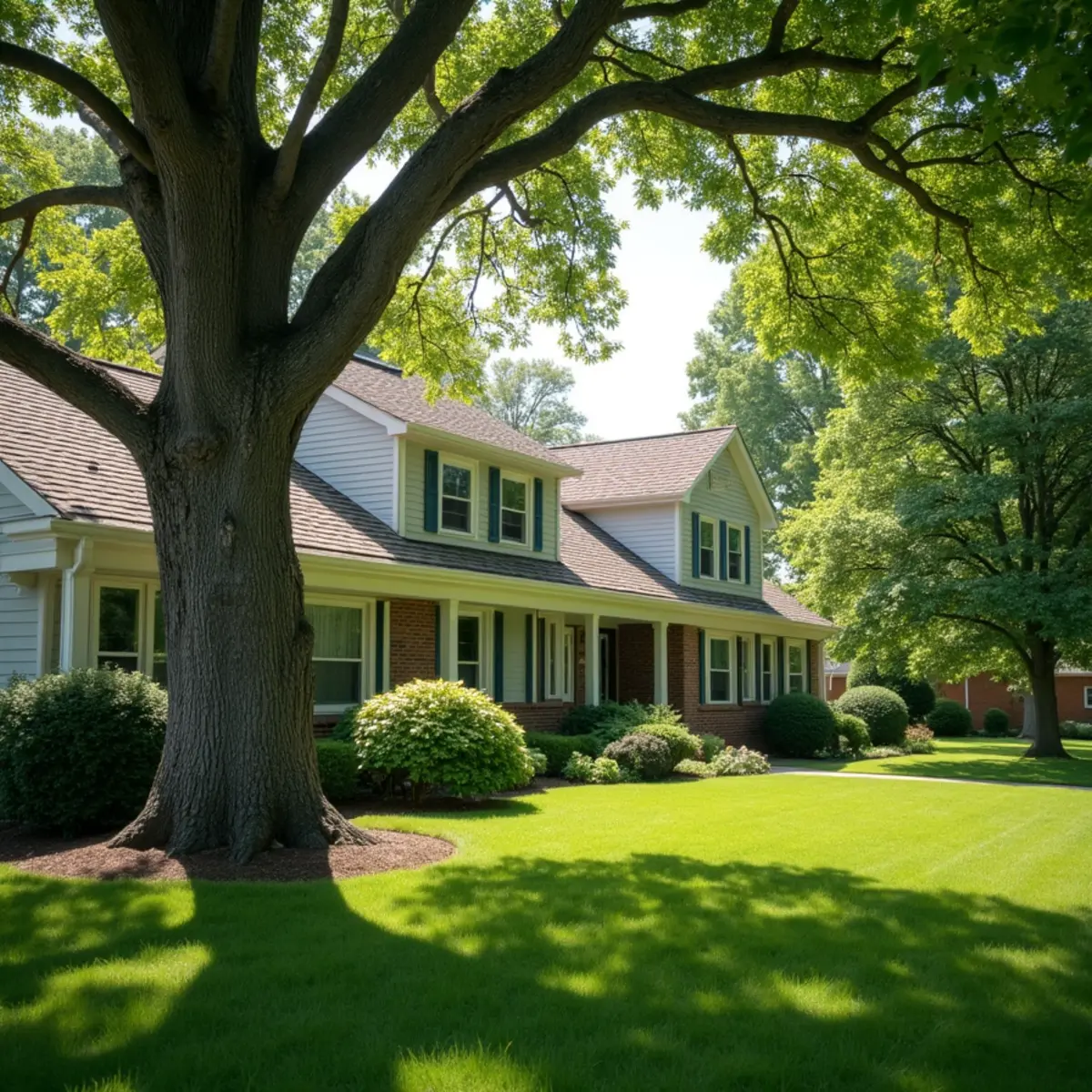 Residential property and mature tree canopy in Forsyth Illinois