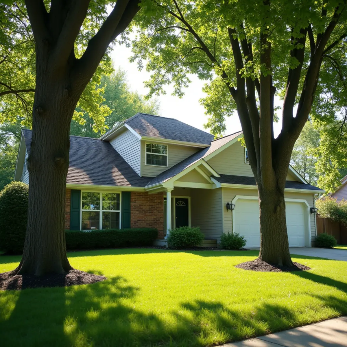 Residential property and mature tree canopy in Grandview Illinois