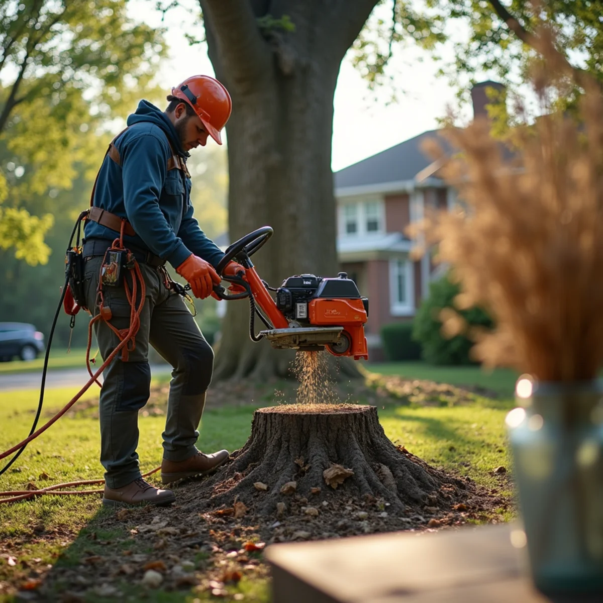 Professional tree removal and stump grinding work in Grandview Illinois