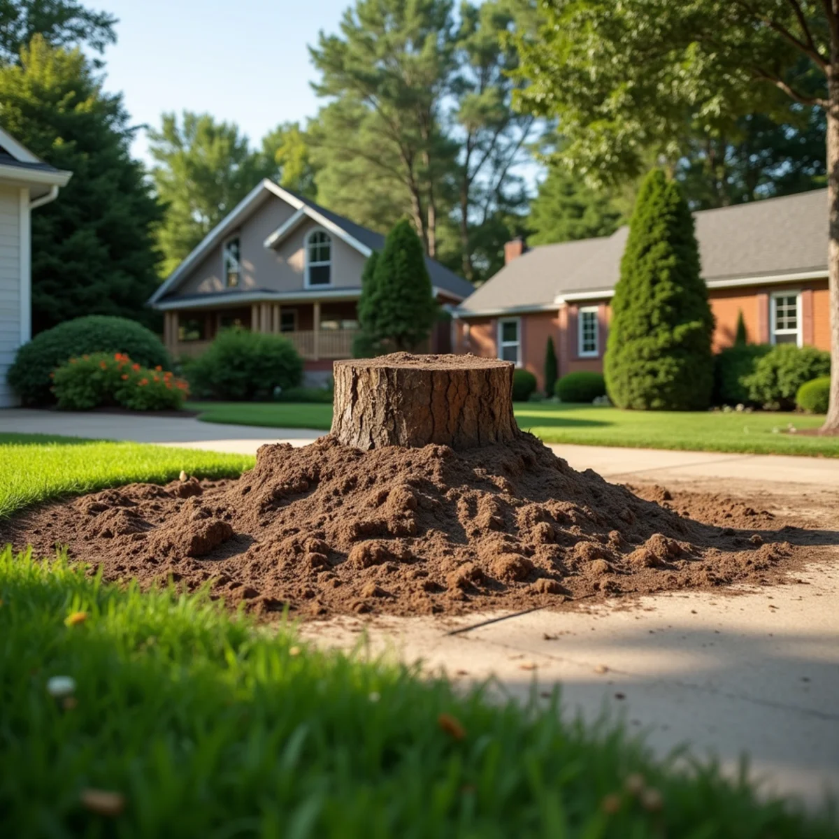 Immaculate site cleanup and restored lawn after tree care in Grandview Illinois