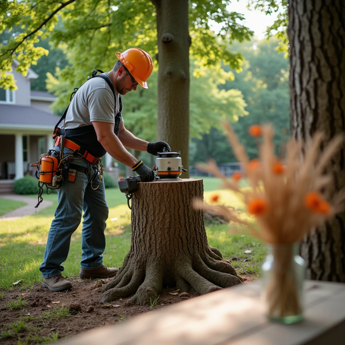 Professional tree removal and stump grinding work in Leland Grove Illinois