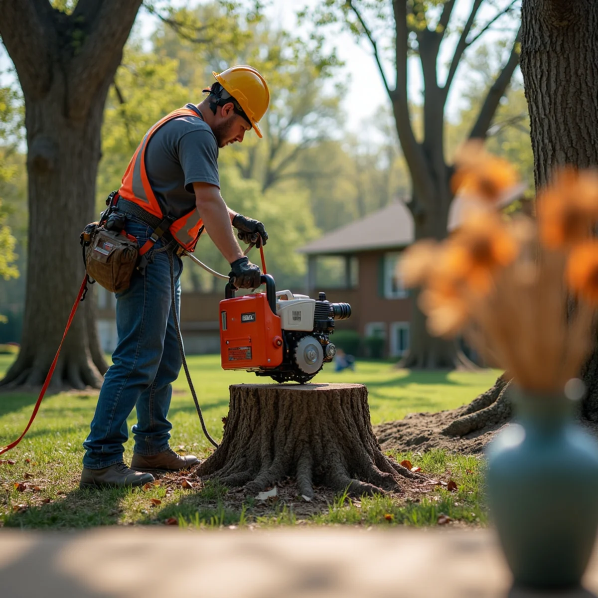 Professional tree removal and stump grinding work in Lincoln Illinois
