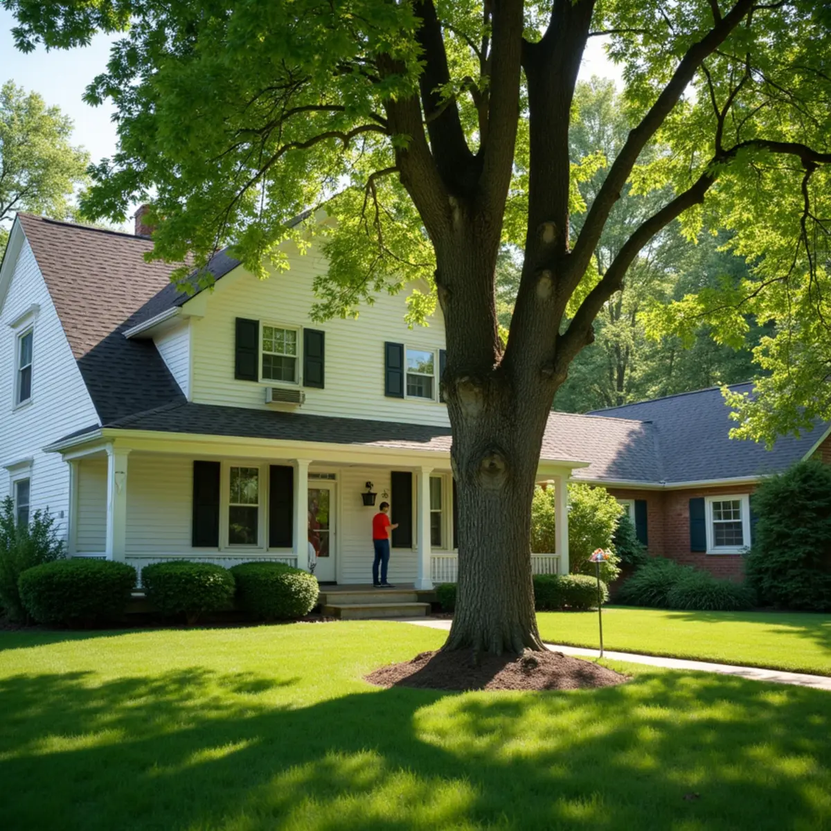 Residential property and mature tree canopy in Mount Pulaski Illinois