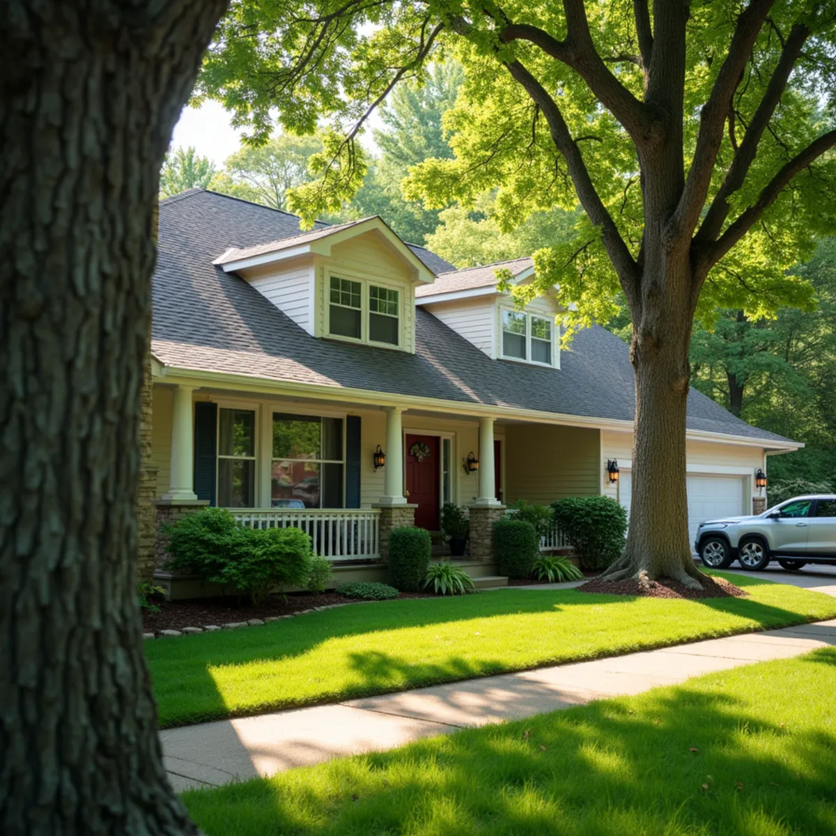 Residential property and mature tree canopy in Pawnee Illinois