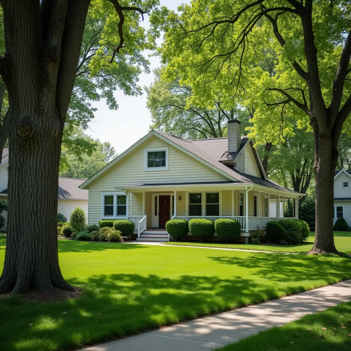 Residential property and mature tree canopy in Petersburg Illinois