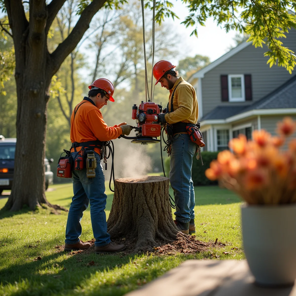 Professional tree removal and stump grinding work in Pleasant Plains Illinois