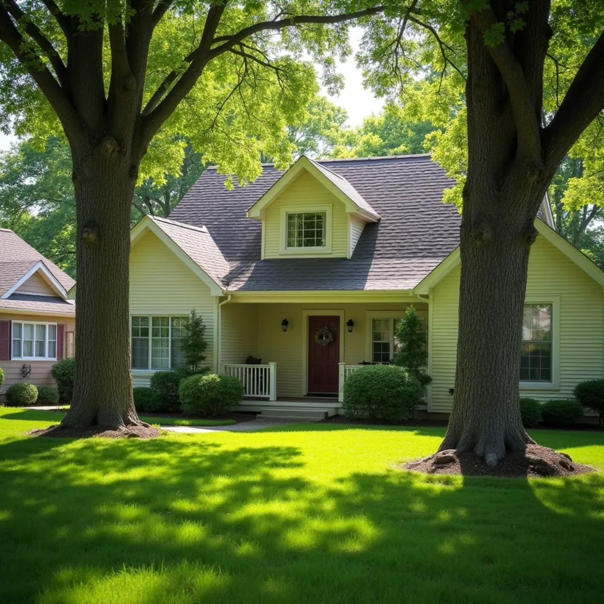 Residential property and mature tree canopy in Rochester Illinois