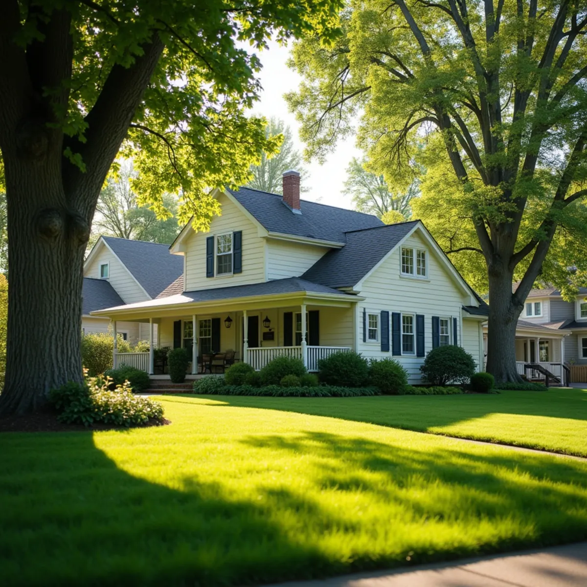 Residential property and mature tree canopy in Sherman Illinois