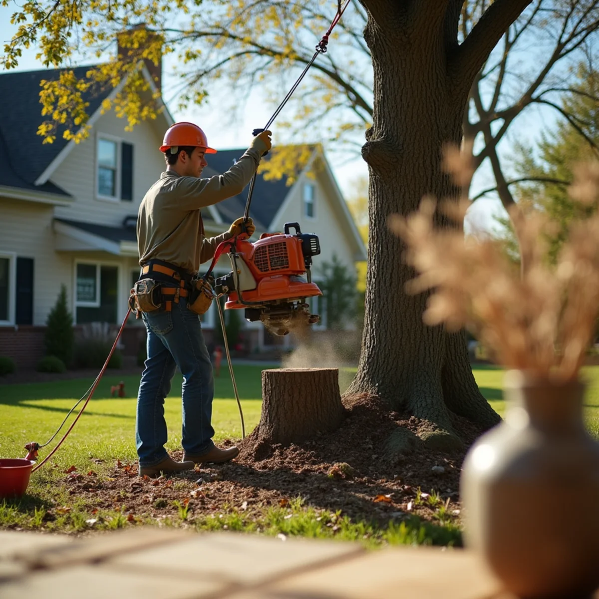 Professional tree removal and stump grinding work in Sherman Illinois