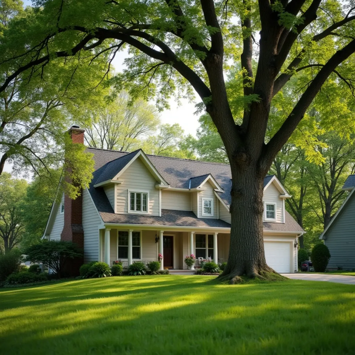 Residential property and mature tree canopy in Virden Illinois