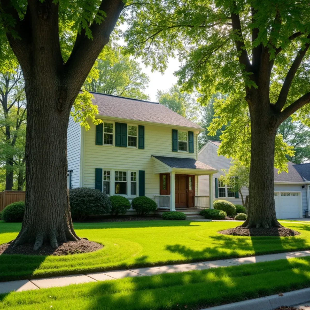 Residential property and mature tree canopy in Williamsville Illinois