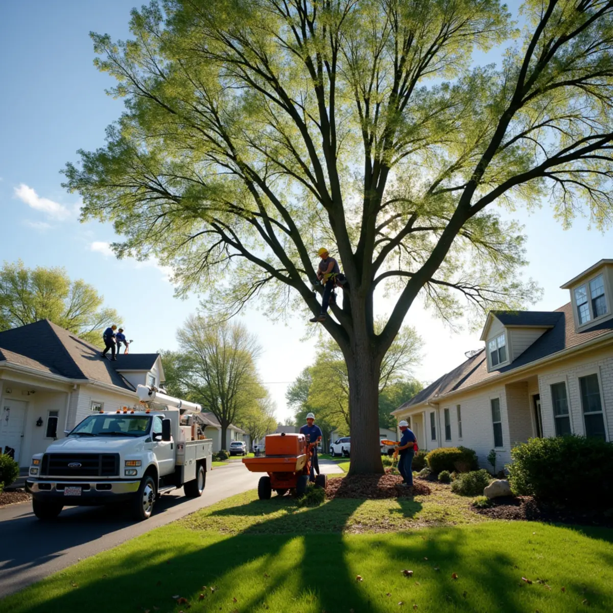 Commercial tree care and stump grinding machinery operating in Springfield Illinois