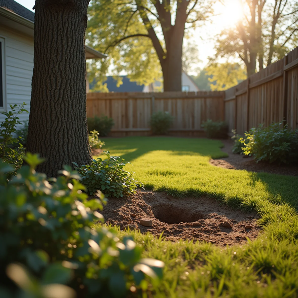 Finished residential work site and restored lawn following Backyard & Tight-Access Stump Grinding
