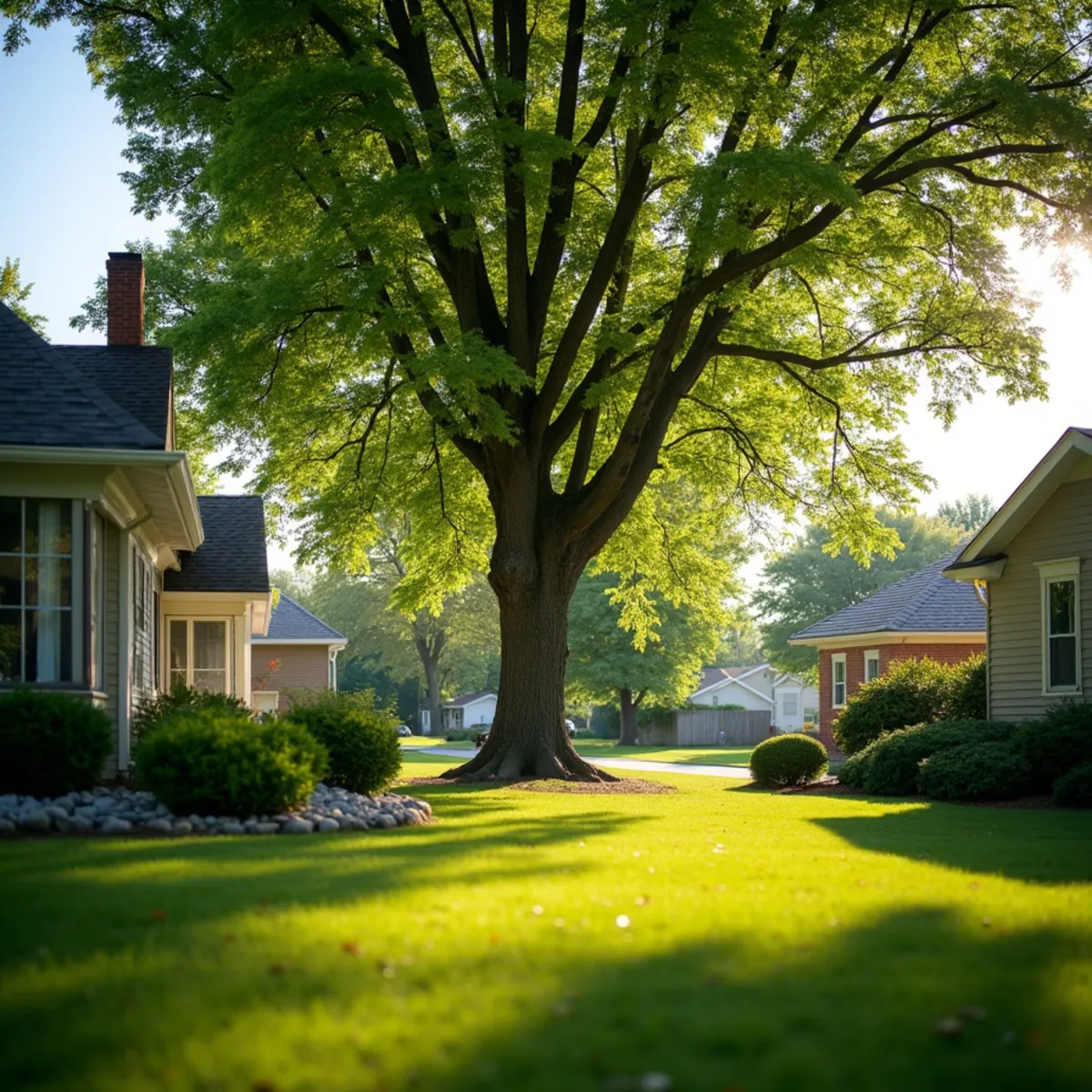 Finished residential work site and restored lawn following Tree Trimming & Pruning